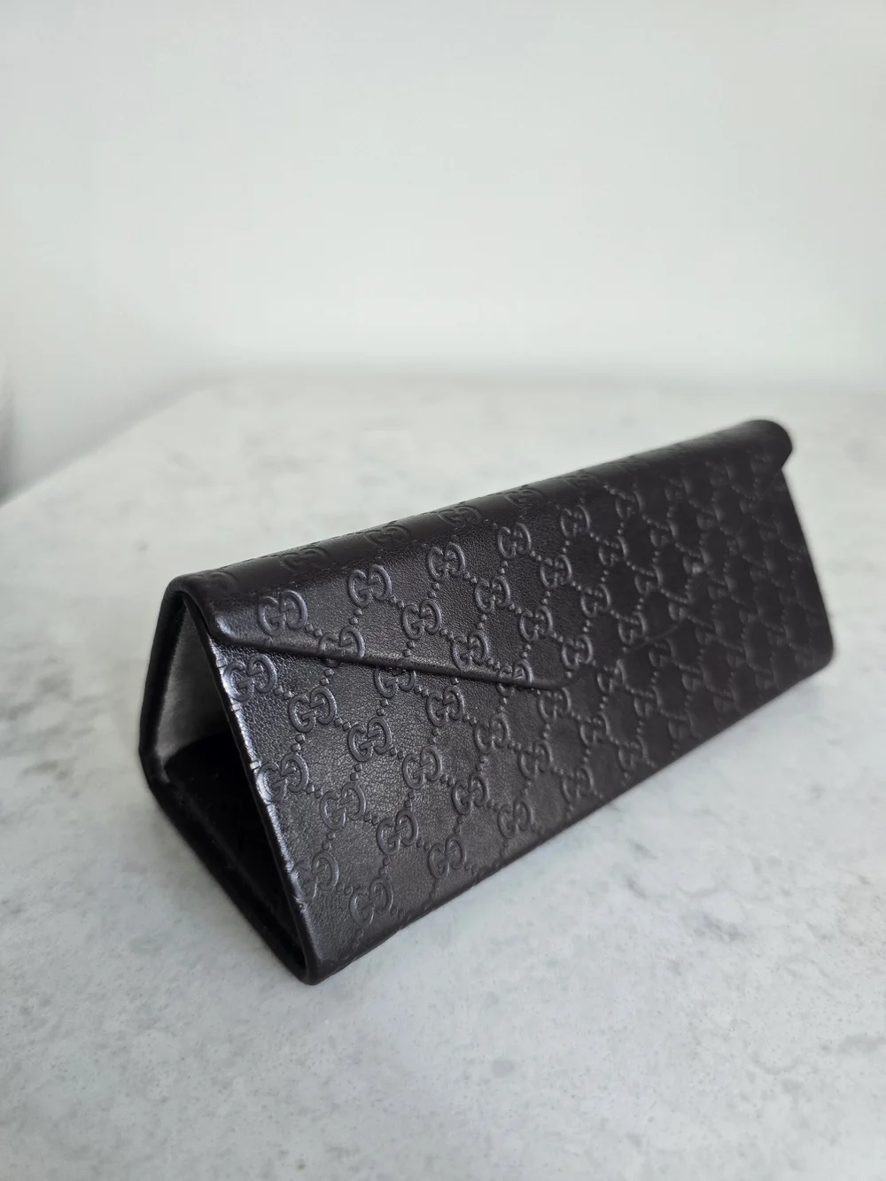 Gucci Brown Embossed GG Envelope Sunglasses Case